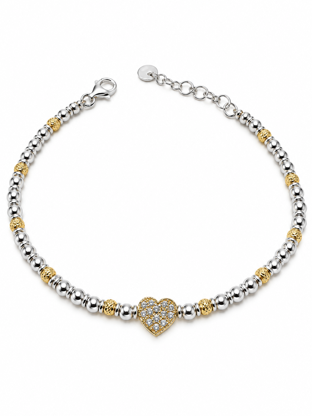 BRACCIALE SFERETTE CUORE-QUADRIFOGLIO