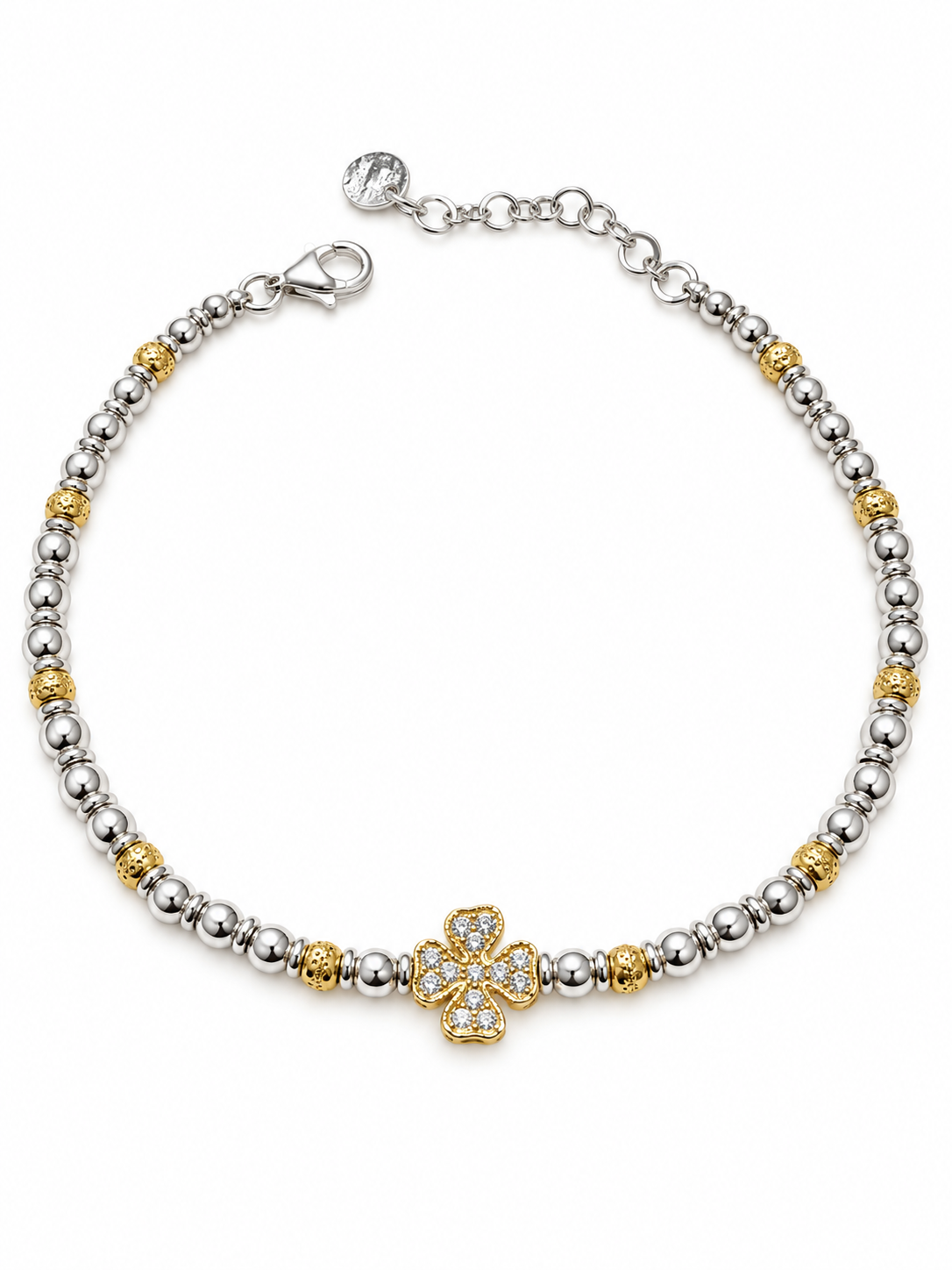 BRACCIALE SFERETTE CUORE-QUADRIFOGLIO