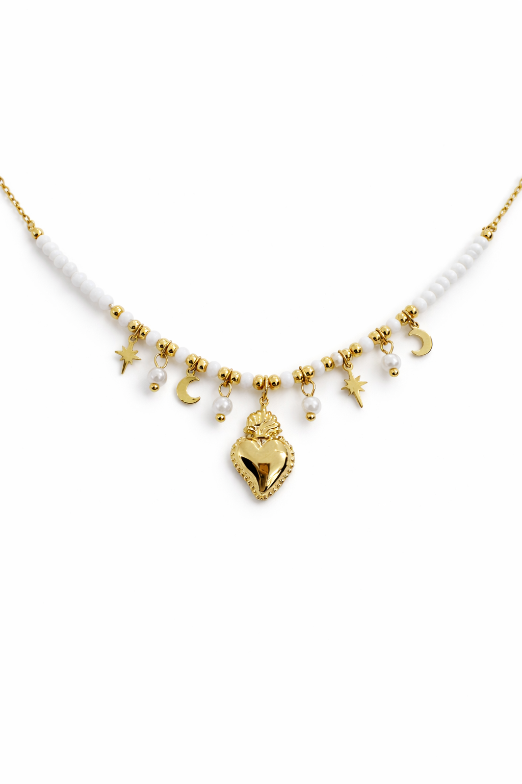 COLLANA PERLINE CUORE SACRO