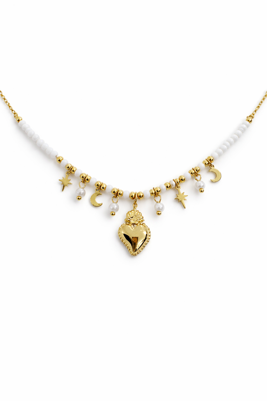 COLLANA PERLINE CUORE SACRO