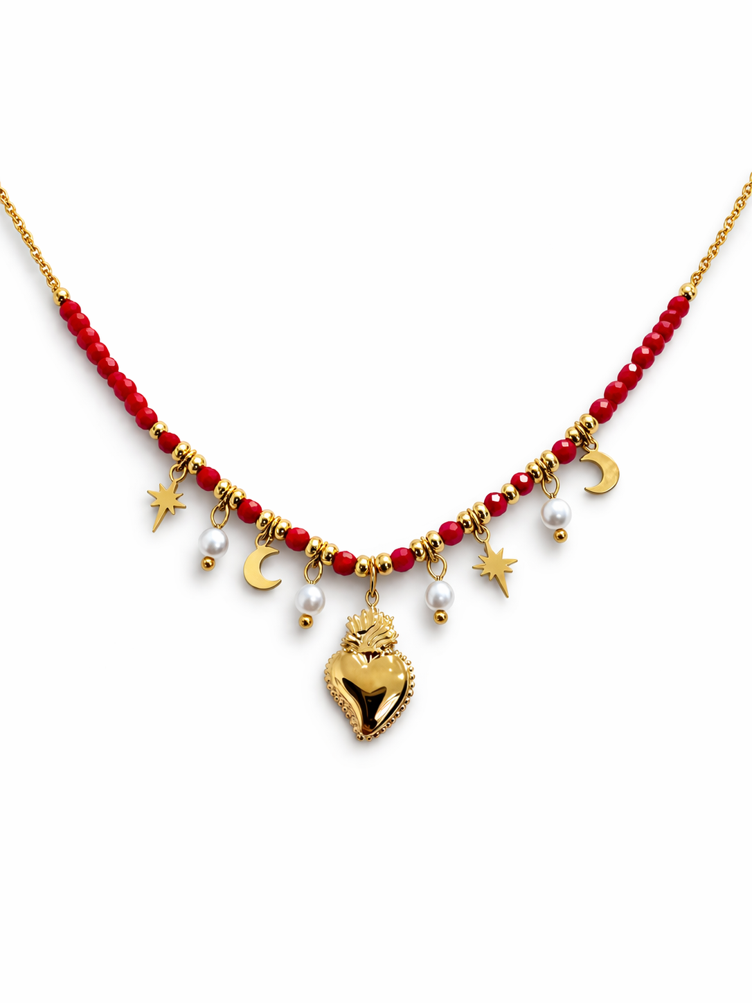 COLLANA PERLINE CUORE SACRO