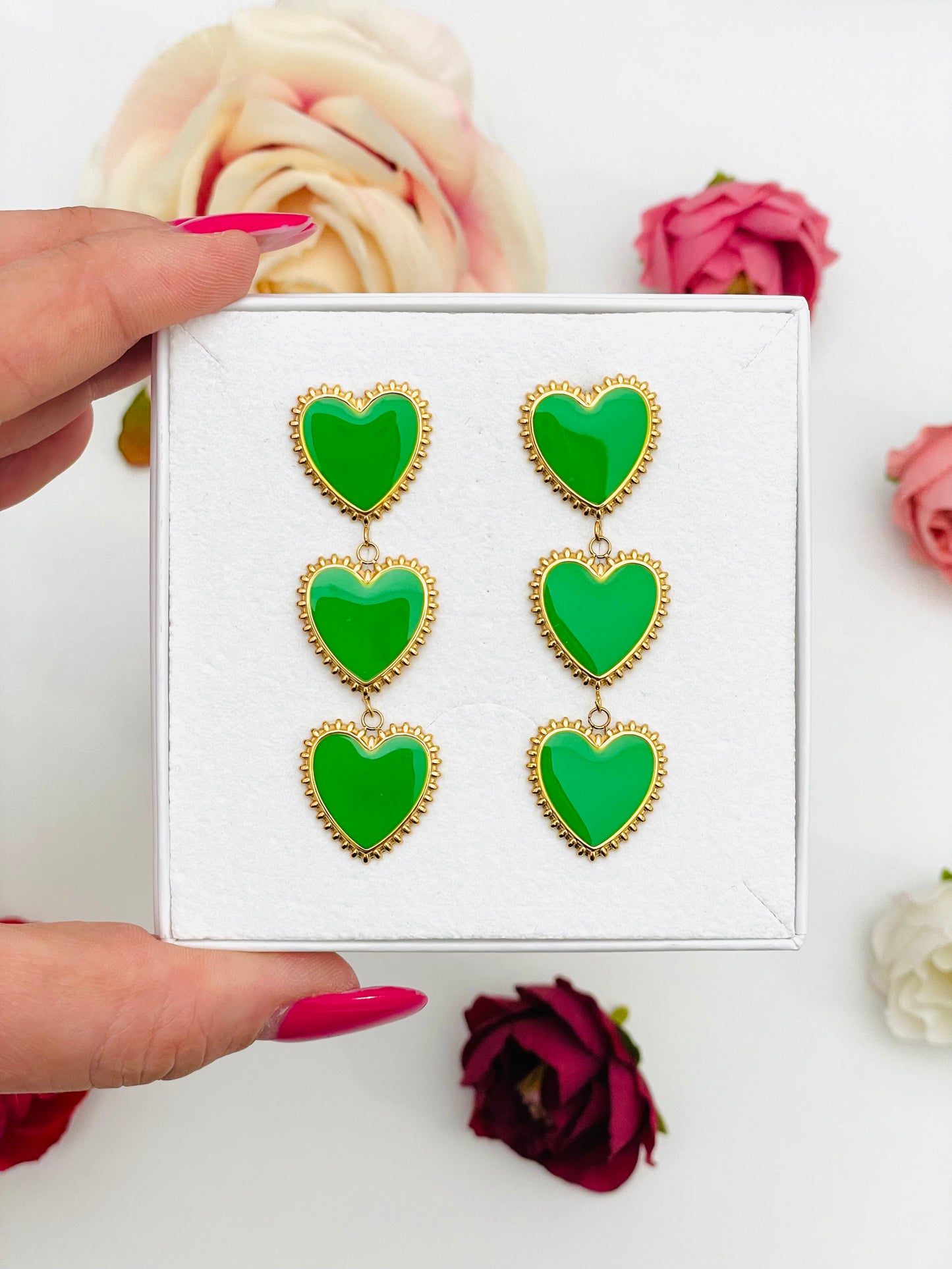 ENAMEL HEART EARRINGS