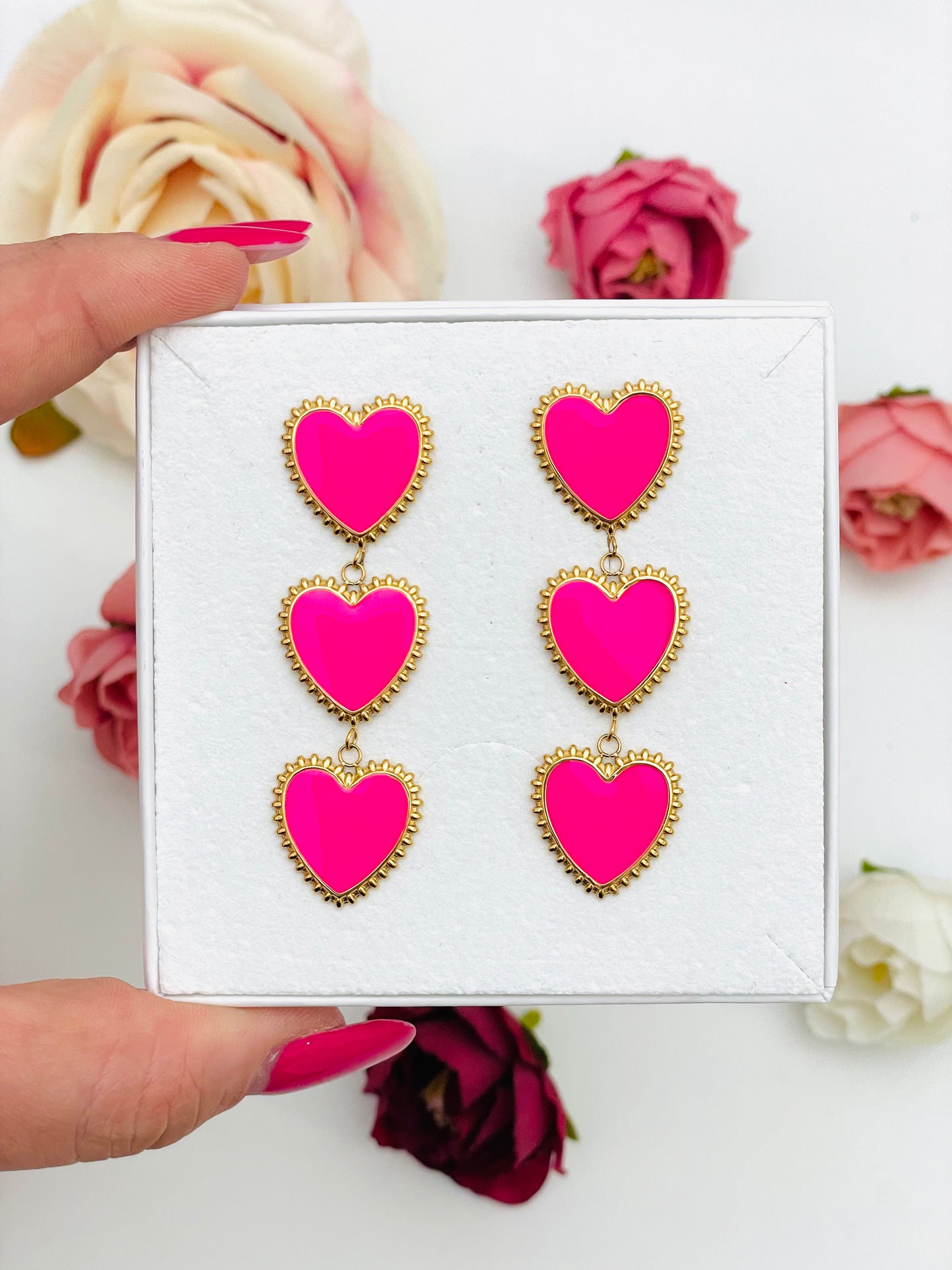 ENAMEL HEART EARRINGS