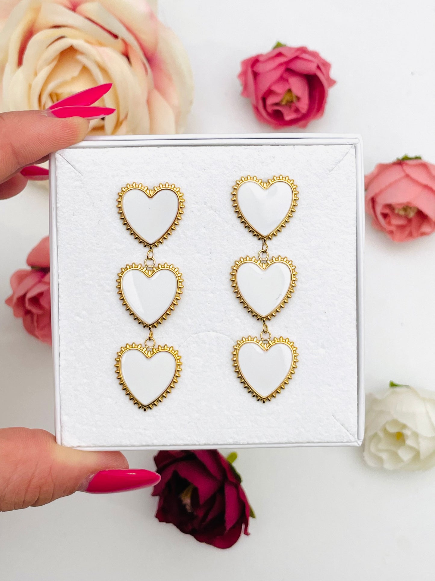 ENAMEL HEART EARRINGS