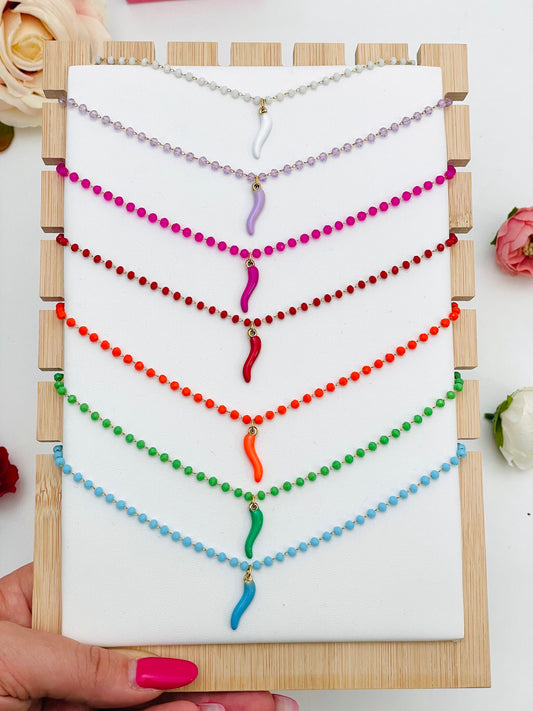 COLORED CORNETTI NECKLACE