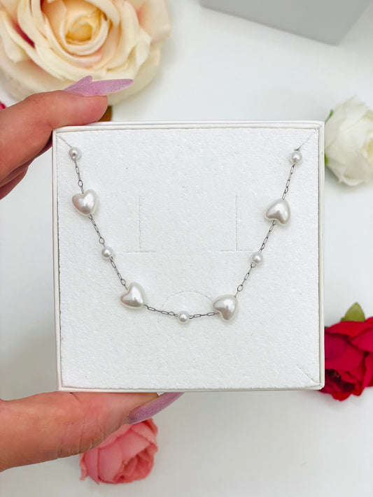 PEARL HEARTS NECKLACE