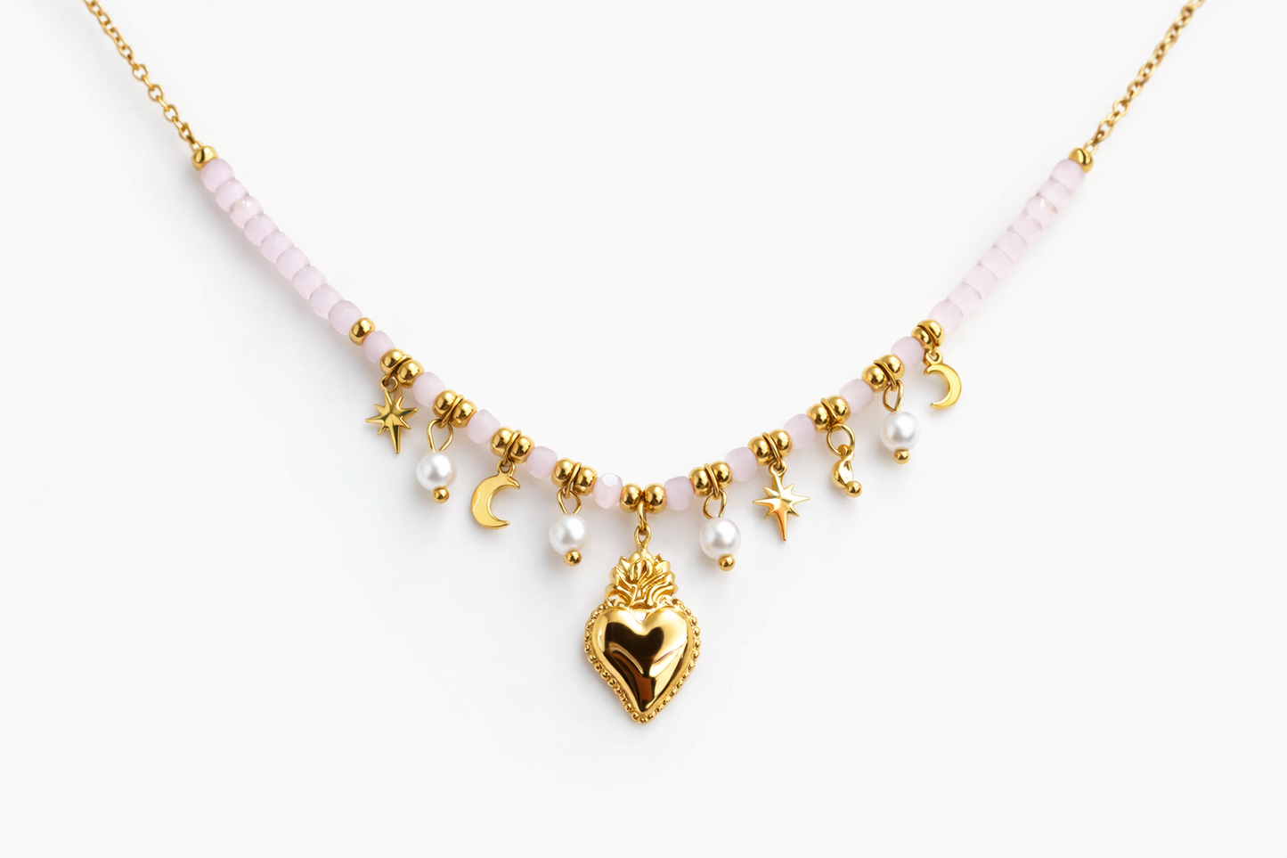 COLLANA PERLINE CUORE SACRO