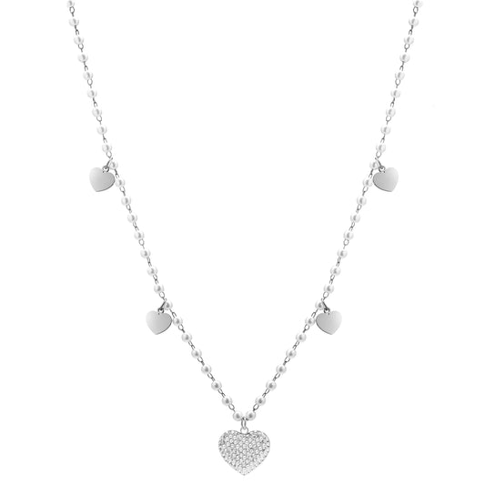 PEARL HEARTS NECKLACE