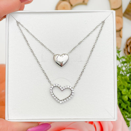 DOUBLE HEART NECKLACE SET