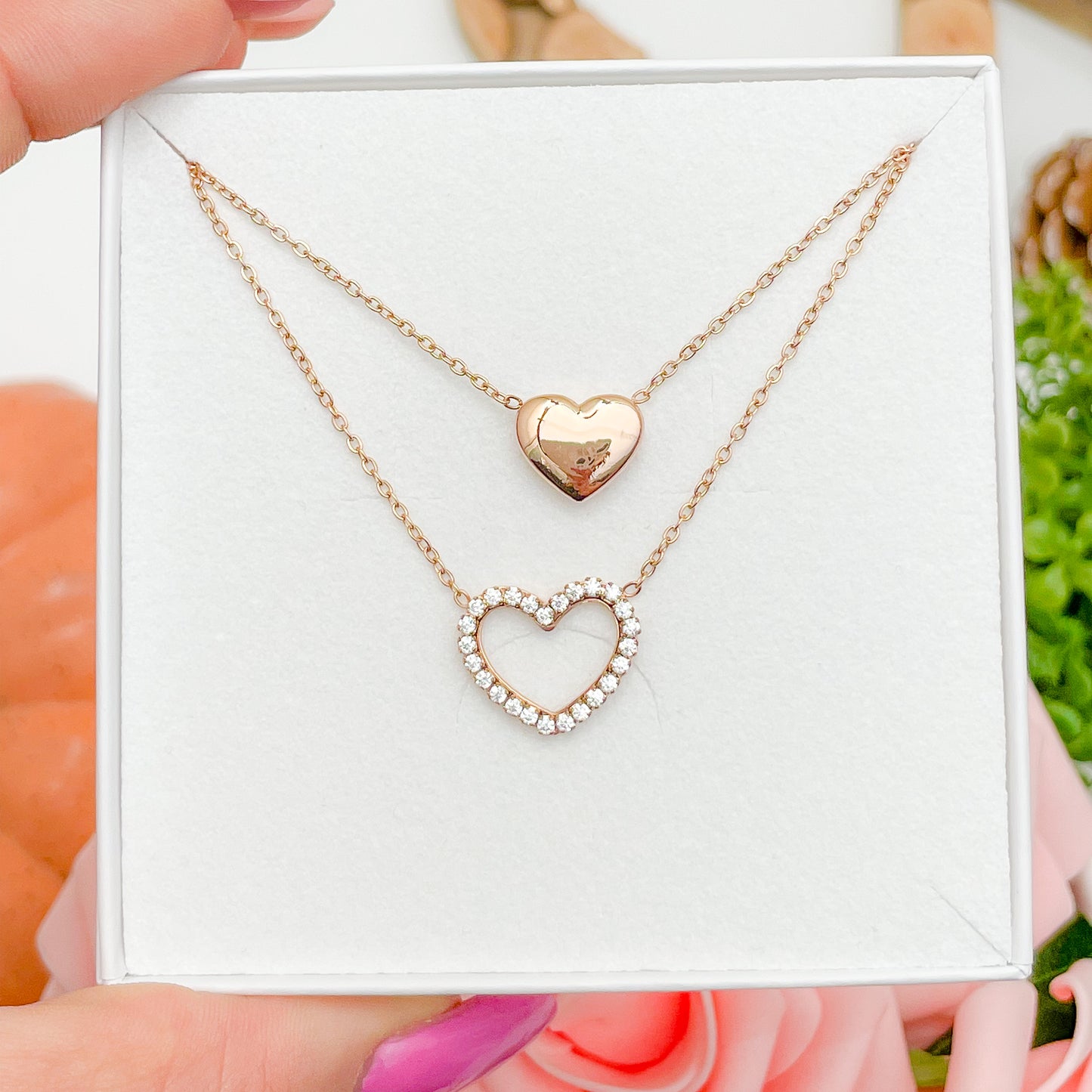 DOUBLE HEART NECKLACE SET