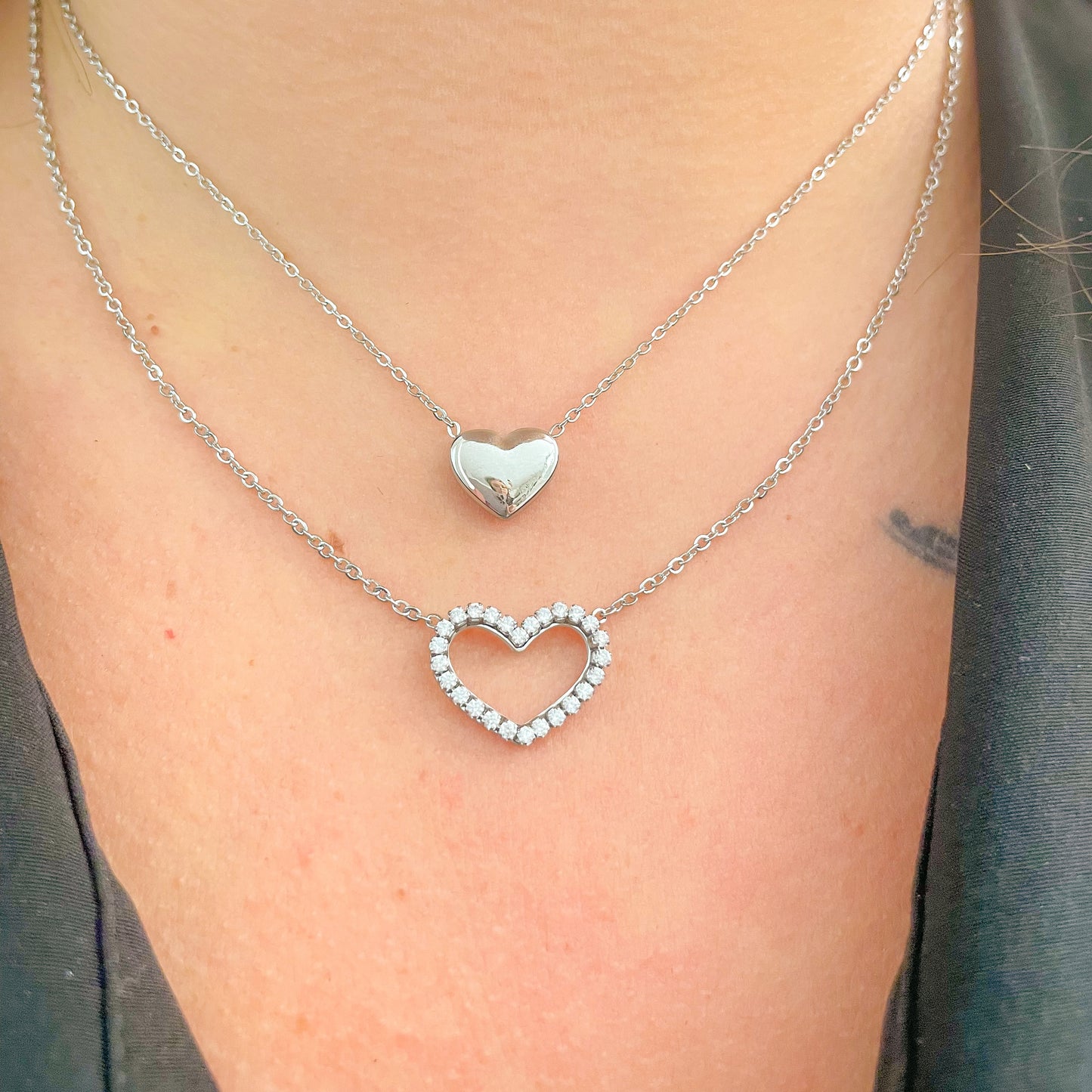 DOUBLE HEART NECKLACE SET